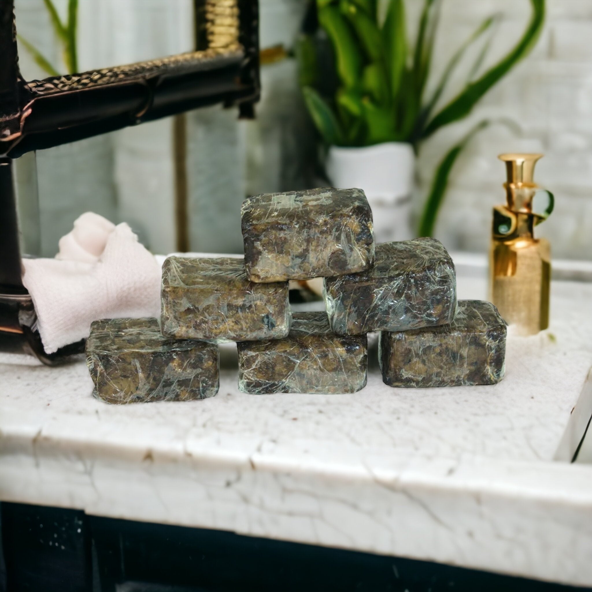 Raw Natural African Black Soap- Set of 6